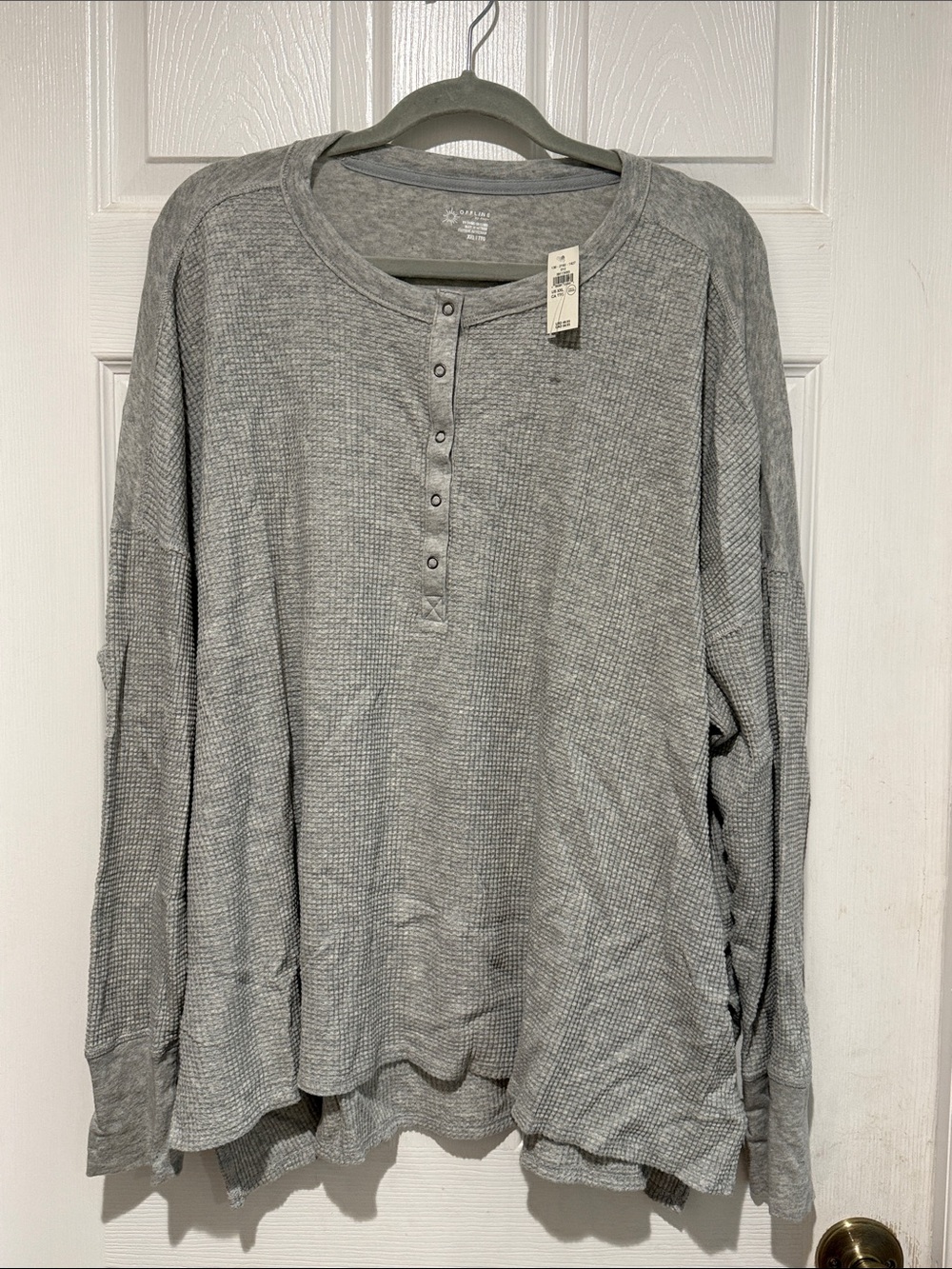 Aerie Casual Waffle Henley Button-Down Shirt - Gray